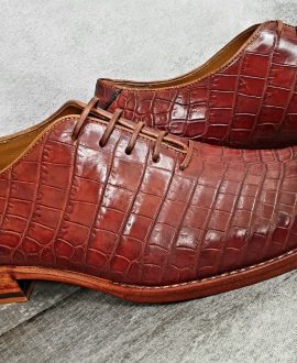 Giày cá sấu màu nâu đỏ - GD003