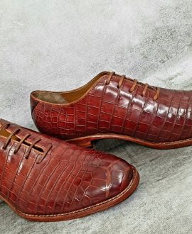Giày cá sấu màu nâu đỏ - GD003