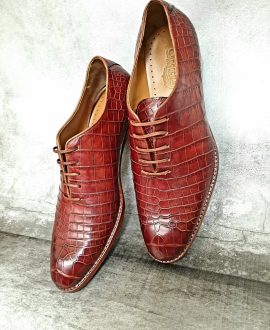 Giày cá sấu màu nâu đỏ - GD003