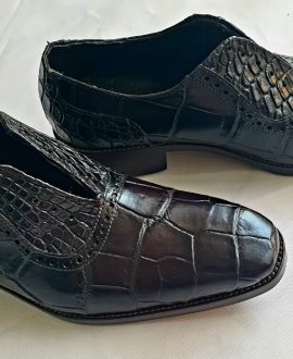 Giày cá sấu nam da thật màu đen sang trọng - GD005