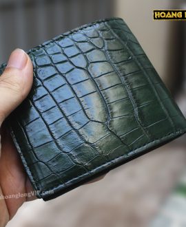 Ví Nam Da Cá Sấu Vân Trơn Màu Xanh - VN49