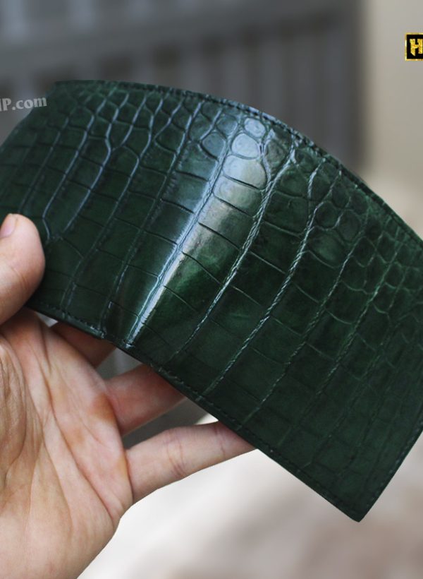 Ví Nam Da Cá Sấu Vân Trơn Màu Xanh - VN49