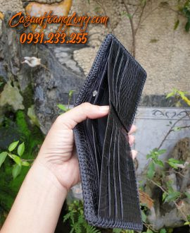 Ví da cá sấu nguyên con đan viền thủ công - VN04NCVIP