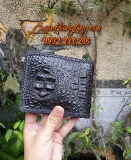 Ví da cá sấu nguyên con đan viền thủ công - VN04NCVIP