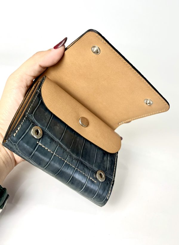Ví da cá sấu cao cấp xuất Nhật màu xanh jean - VN26VIP
