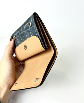 Ví da cá sấu cao cấp xuất Nhật màu xanh jean - VN26VIP