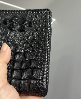 Ví da cá sấu nguyên con đan viền thủ công - VN04NCVIP