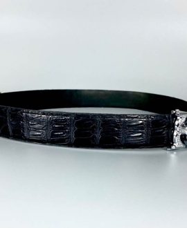 Thắt lưng da cá sấu nguyên con màu đen - TL33