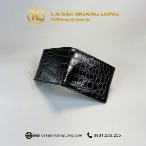 Ví nam da cá sấu đen trơn tâm thời trang - VNATD02