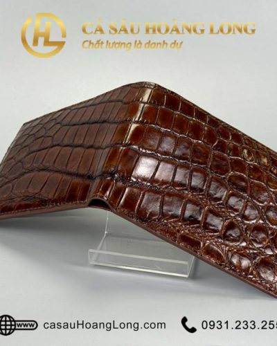 ví da cá sấu nam màu nâu đỏ VNATND01